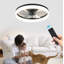 Ventilateur de plafond encastré moderne avec lumière et télécommande à intensité variable noir