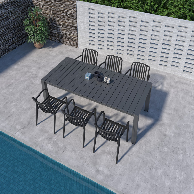 Amazonia Pether Outdoor Patio Aluminum And Resin Dining Set, 6