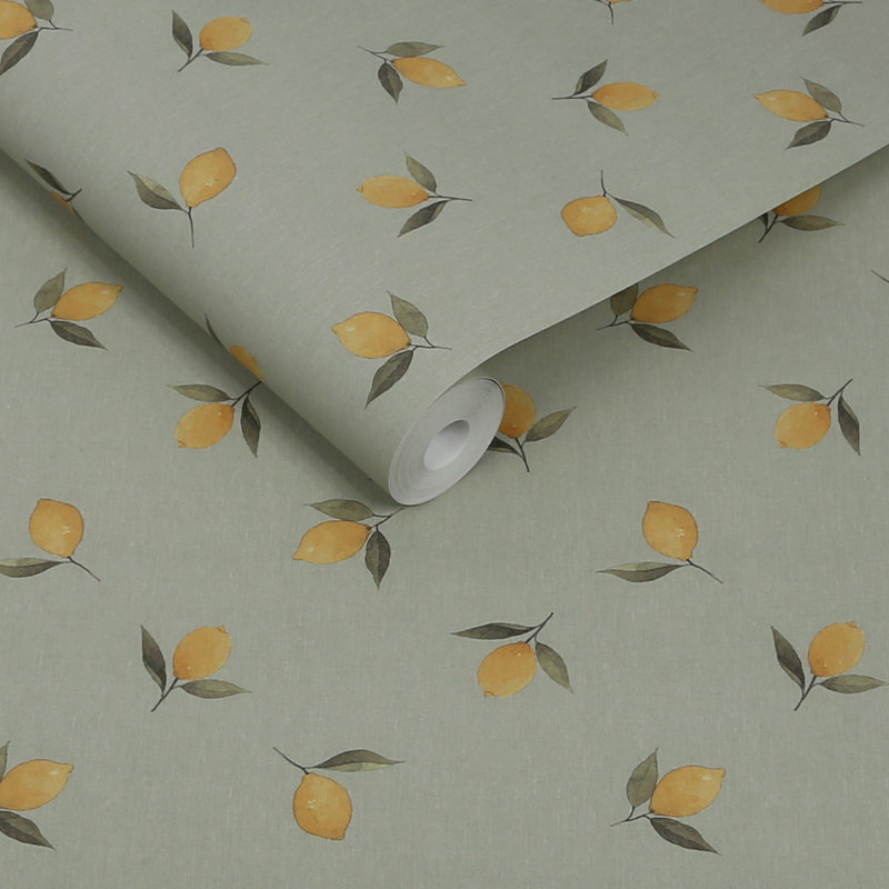Sophie Allport Lemons Soft Linen Wallpaper, Green