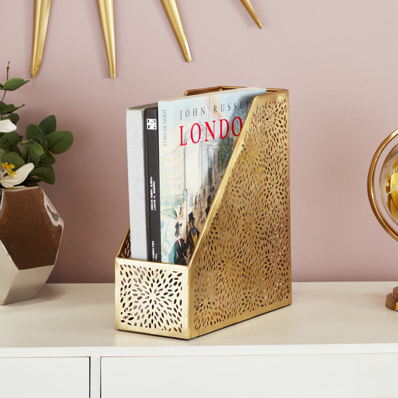 Modern Perforated Design Open Box Magazine Rack