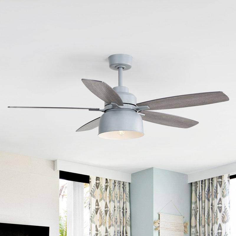 Ventilateur de plafond de 52 po de style industriel avec lumière et 5 pales en contreplaqué, avec télécommande de soutien / réversible / à intensité variable