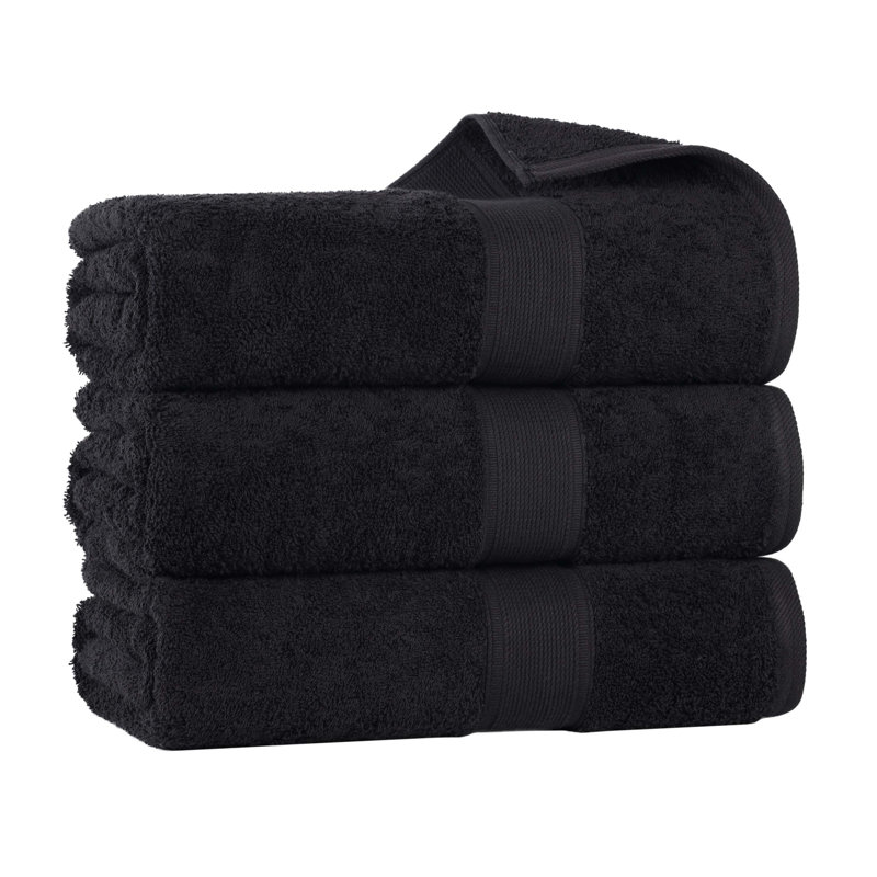 Ensemble de serviettes en coton biologique Lyndon, Noir, Ensemble de 3 serviettes de bain