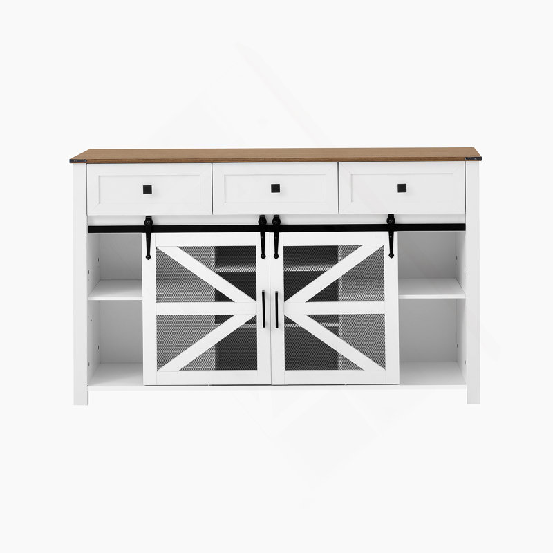 Sideboard Buffet Cabinet With Drawers, Adjustable Shelves, Accent Cabinet With Aluminum Handles For Living Room, Dining Room
