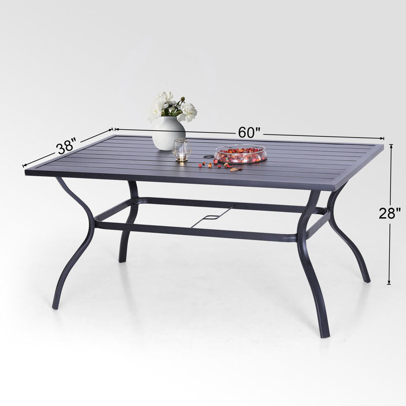 6 - Person Patio Dining Set with Rectangular Table, Yes, Red