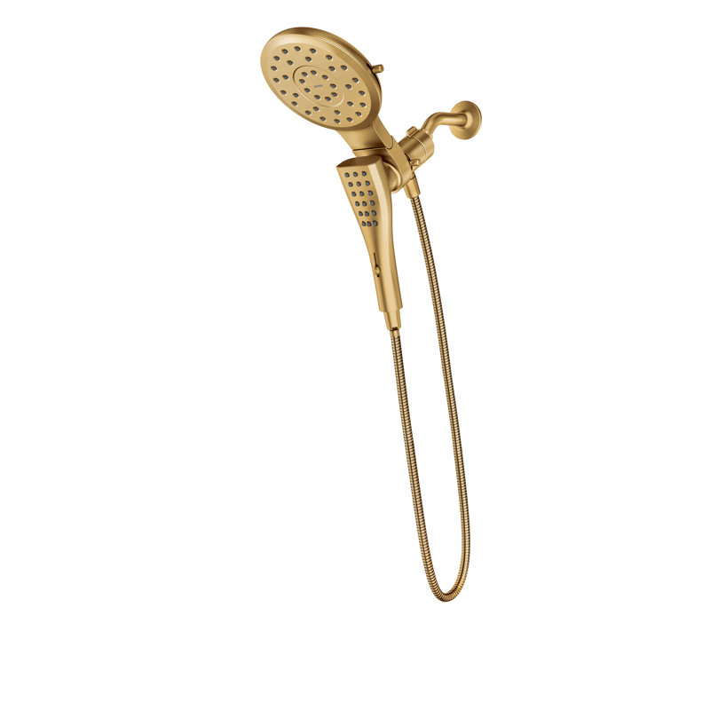 Verso Brushed gold eight-function 7" diameter spray head standard with handshower, Brushed Gold, 2.5 GPM
