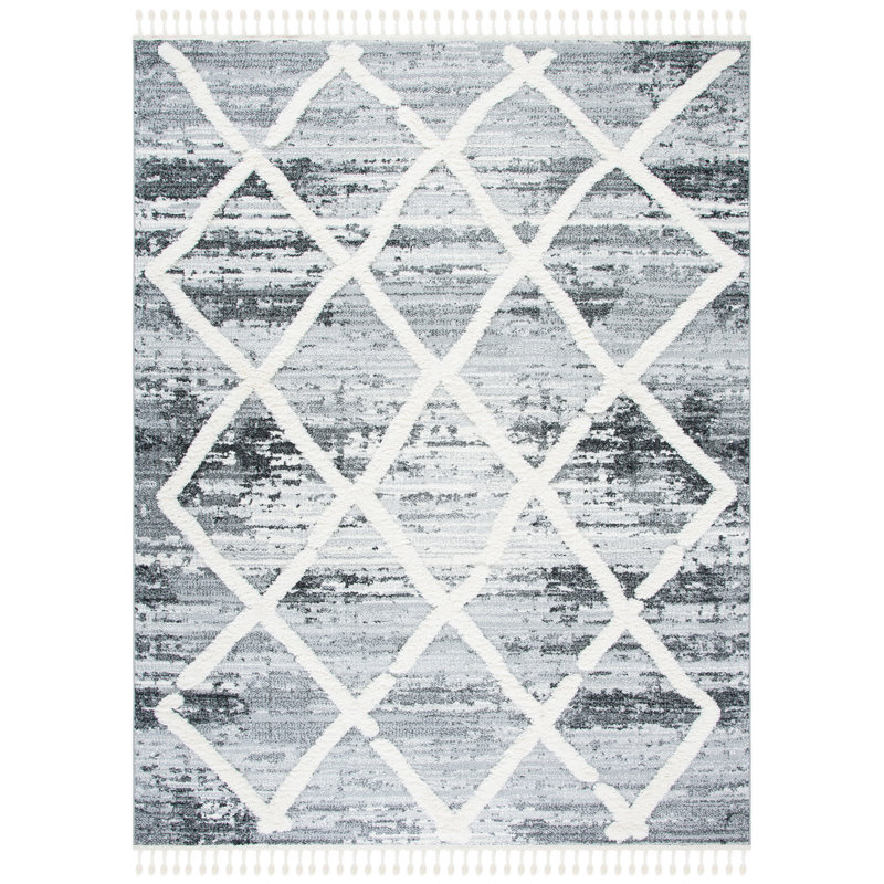 Demelza Moroccan Tassel Shag Performance Geometric Rug, Rectangle 8' x 10'