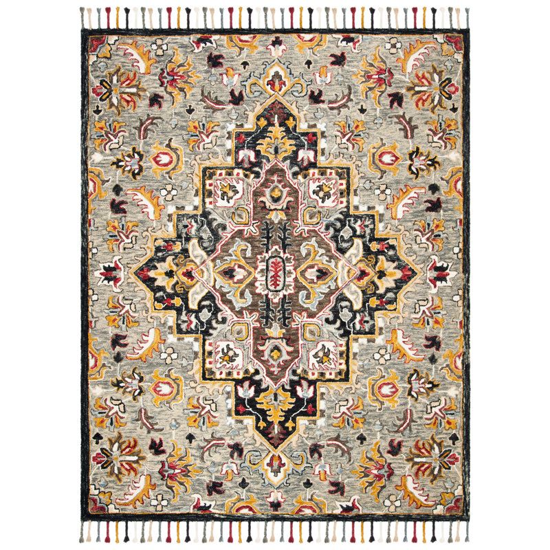 Vahakn Hand-Tufted Wool Grey/Charcoal Area Rug, Rectangle 11' x 15'