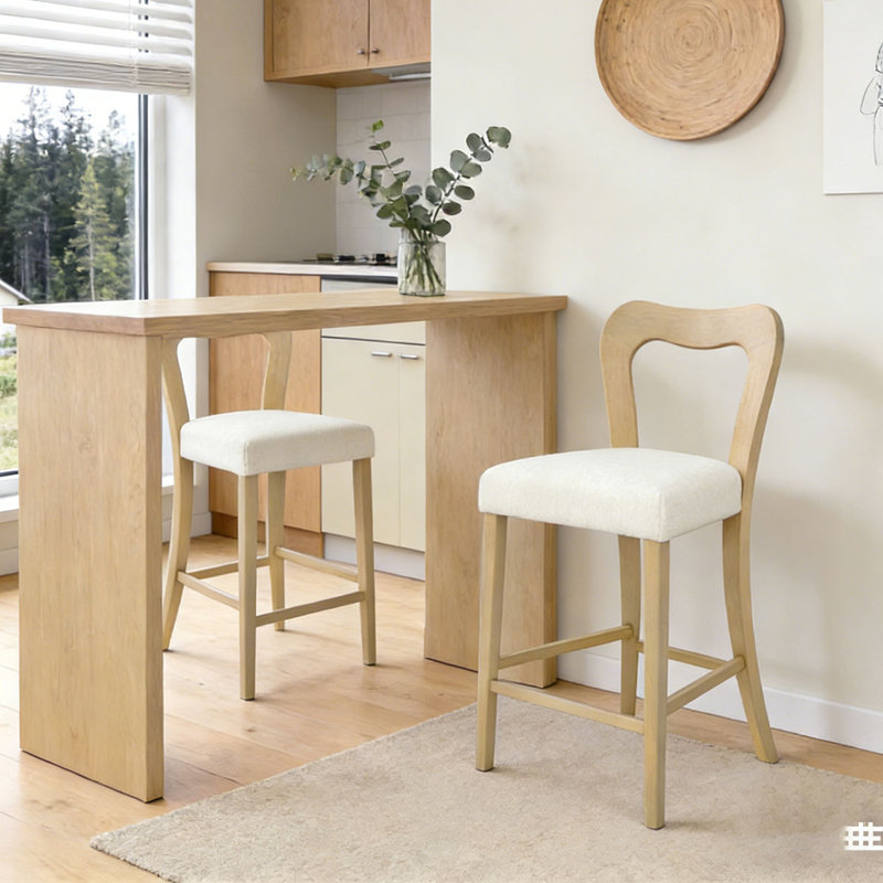 Ensemble de tabouret de comptoir, Beige, Cendre naturelle
