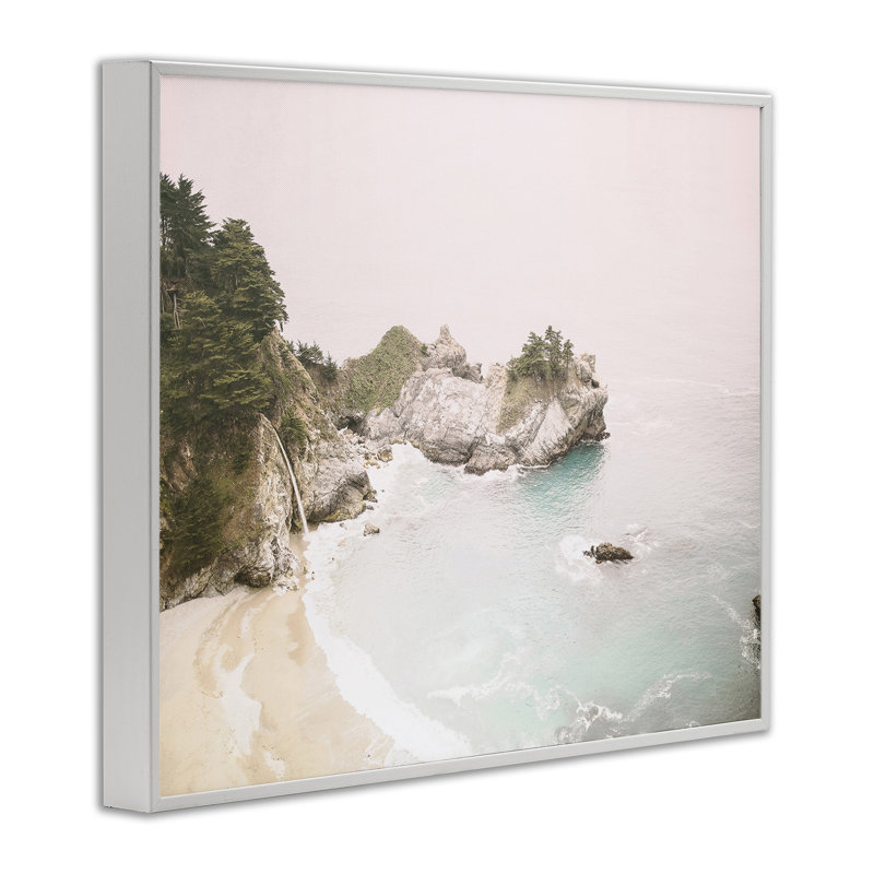 McWays Falls, paysage marin, estampe numérique par Sissi et Seb, Giclée encadrée blanc bord de mer, H 11 po x l 14 po