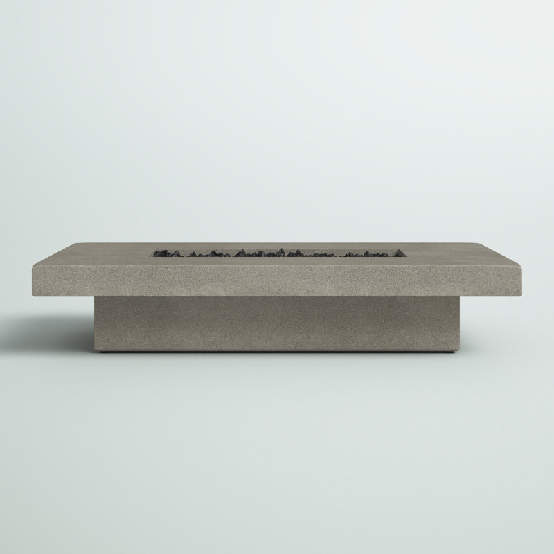 Cowden Rectangle Concrete Propane Smokeless Fire Pit Table, Flint