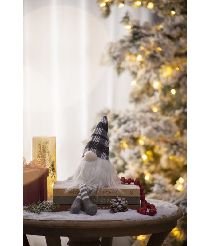 Fabric Sitting Gnome With Soft Legs  Set of 3  3.5" x 3.5" x 14.5"  Gray
