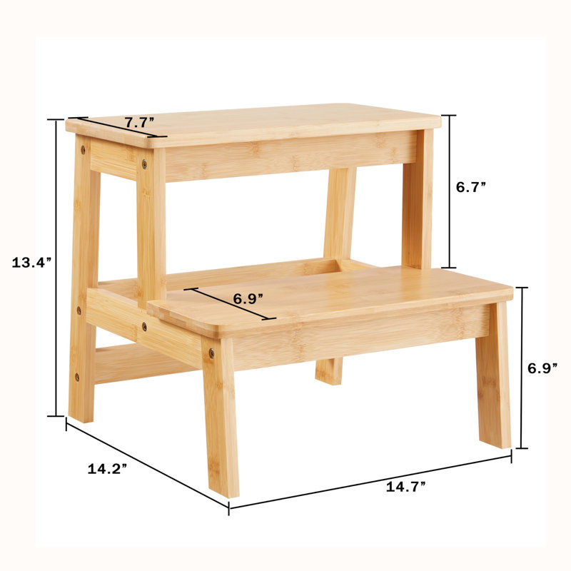  Natural Bamboo Step Stool - Elegant, Durable, Safe & Versatile For Home Use