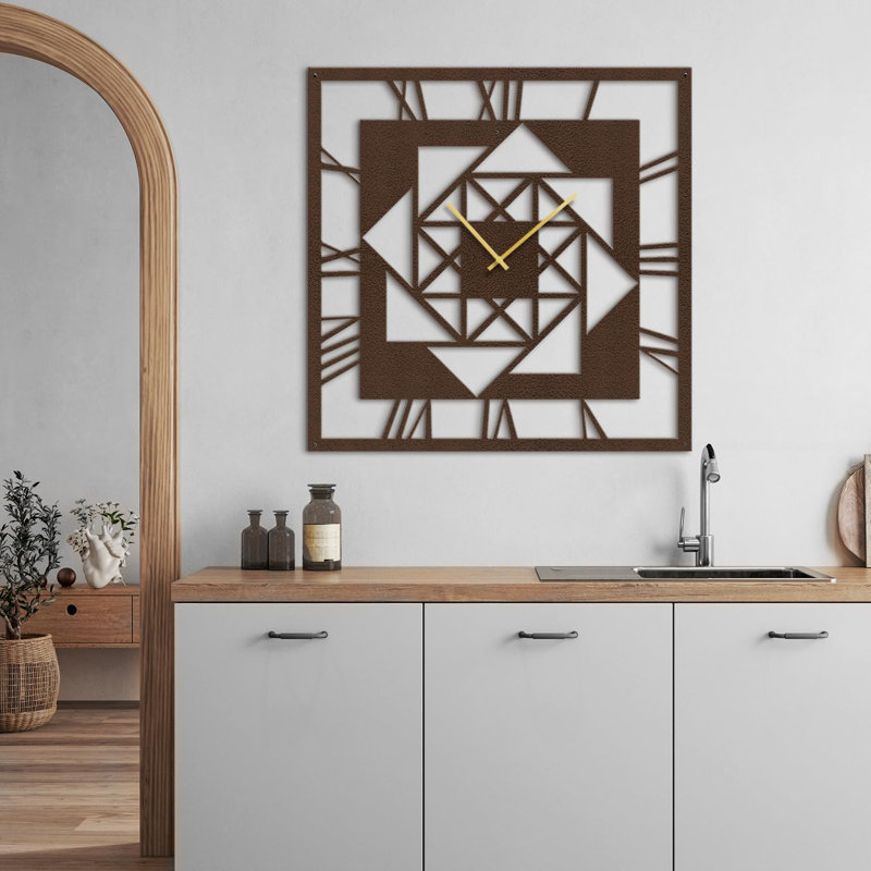 Metal Wall Clock, 36" W x 36" H, Bronze