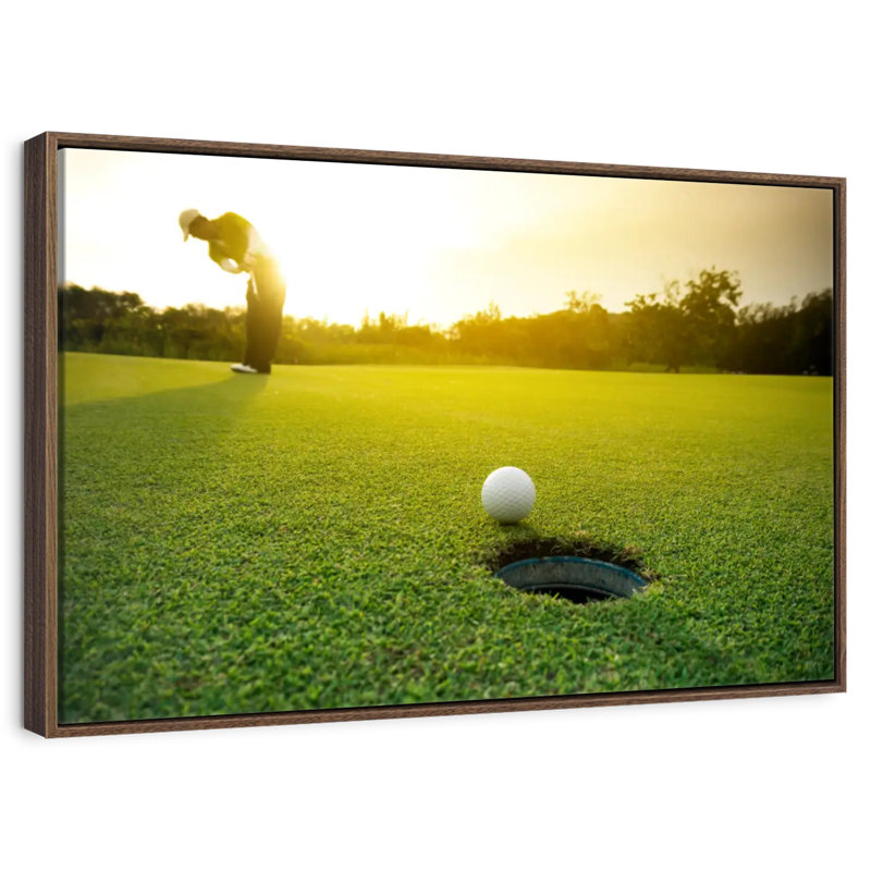 Coup de balle de golf, Cadre flottant en bois naturel, 25 po x 17 po