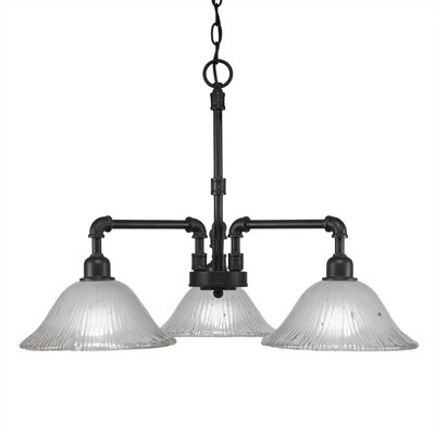 Dinninger Vintage 3 Light Downlight Chandelier Shown In Dark Granite Finish With Frosted Crystal Glass