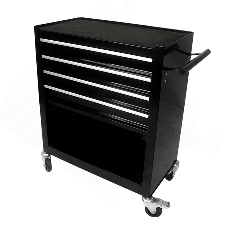 Chariot à outils multifonctionnel avec 4 roulettes, Noir