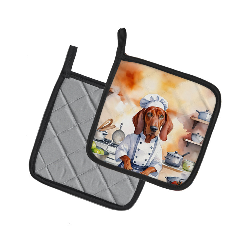 Caroline's Treasures The Dog Chef Polyester Potholder Set