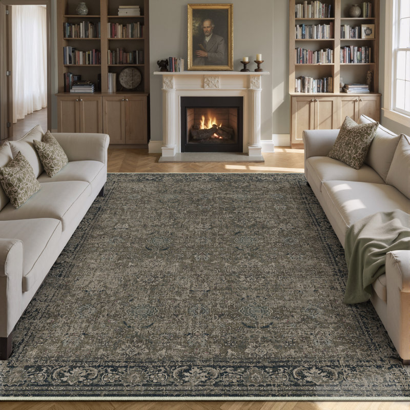 Ainez Tranditional Oriental Machine Washable Area Rugs With Non-Slip Backing, Rectangle 9' x 12'