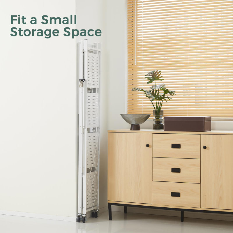 62cm W Metal Shelving Unit with Wheels, White