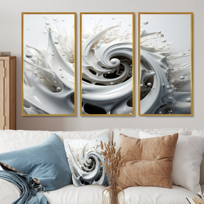 Liquide «Bliss Swirls» noir et blanc II - Ensemble de décorations murales spirales abstraites