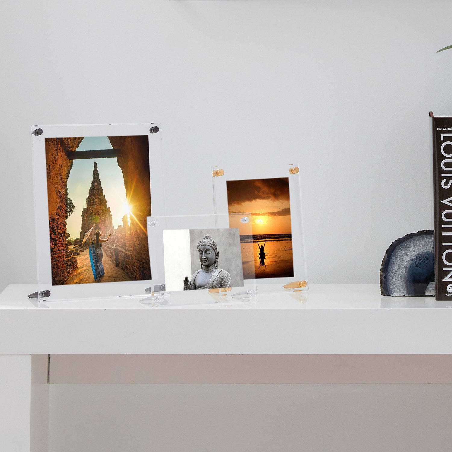 Acrylic Bevel Tabletop Float Frames, 8" x 10", Graphite