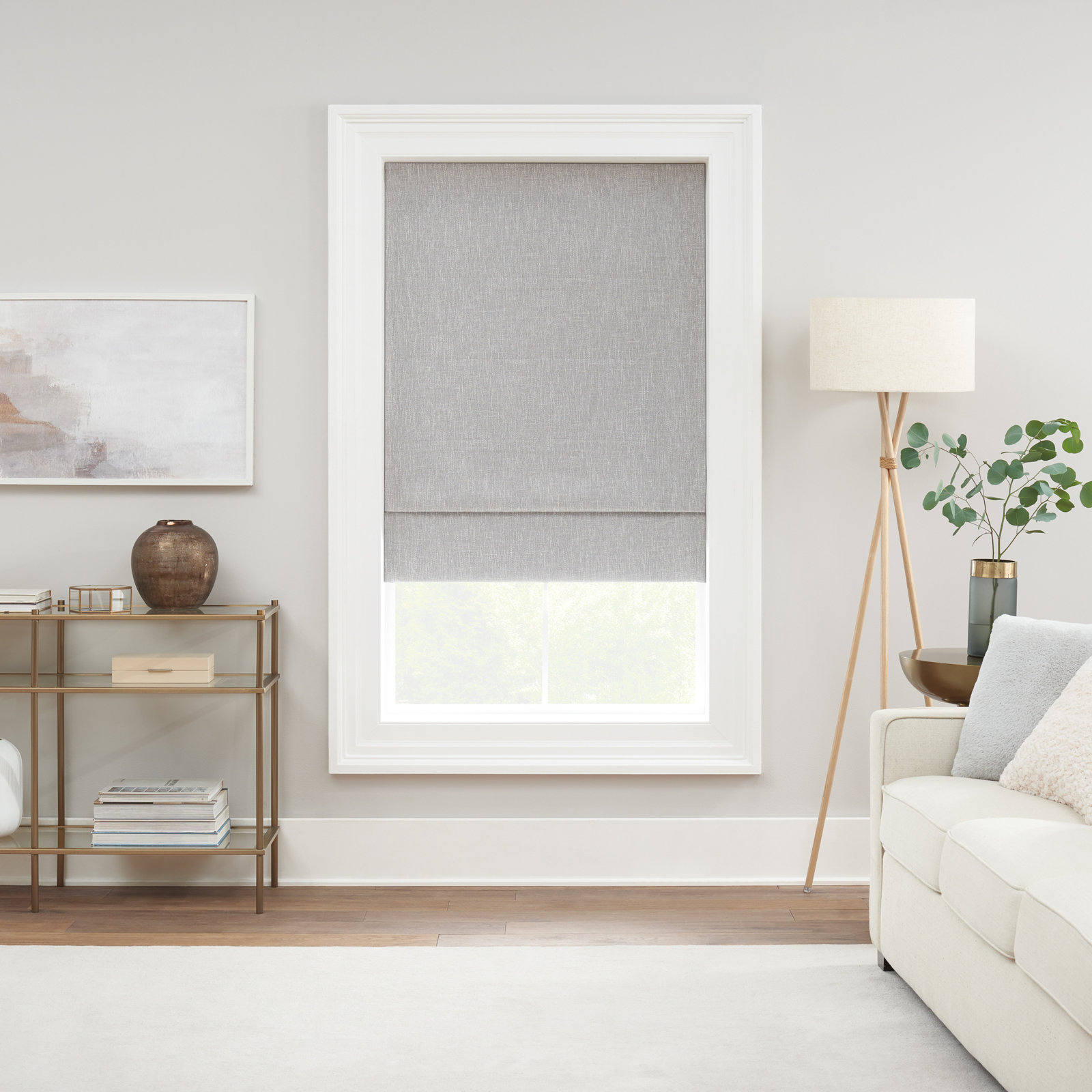 Eclipse Drew Blackout Roman Shade, 31"W x 64"L, Smoke