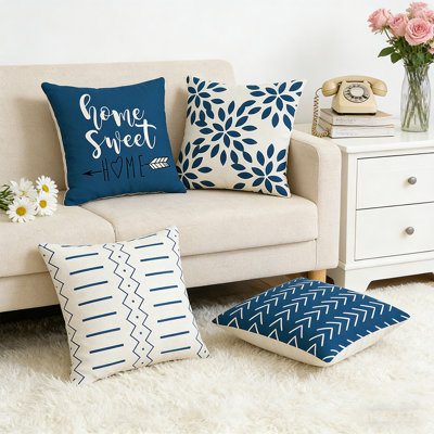 Ensemble de 4 housses de coussins décoratifs 18 x 18, housse de coussin décoratif Boho moderne pour l'extérieur, housse de coussin pour maison de campagne Home Sweet Home