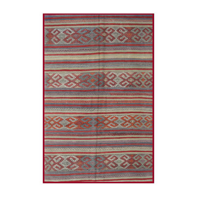 Tapis contemporain rouge / gris / gris ardoise