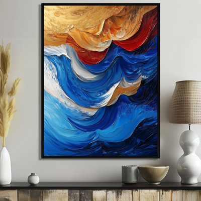 Nyra Modern Abstracy Waves Golden Harmony III - art mural vagues