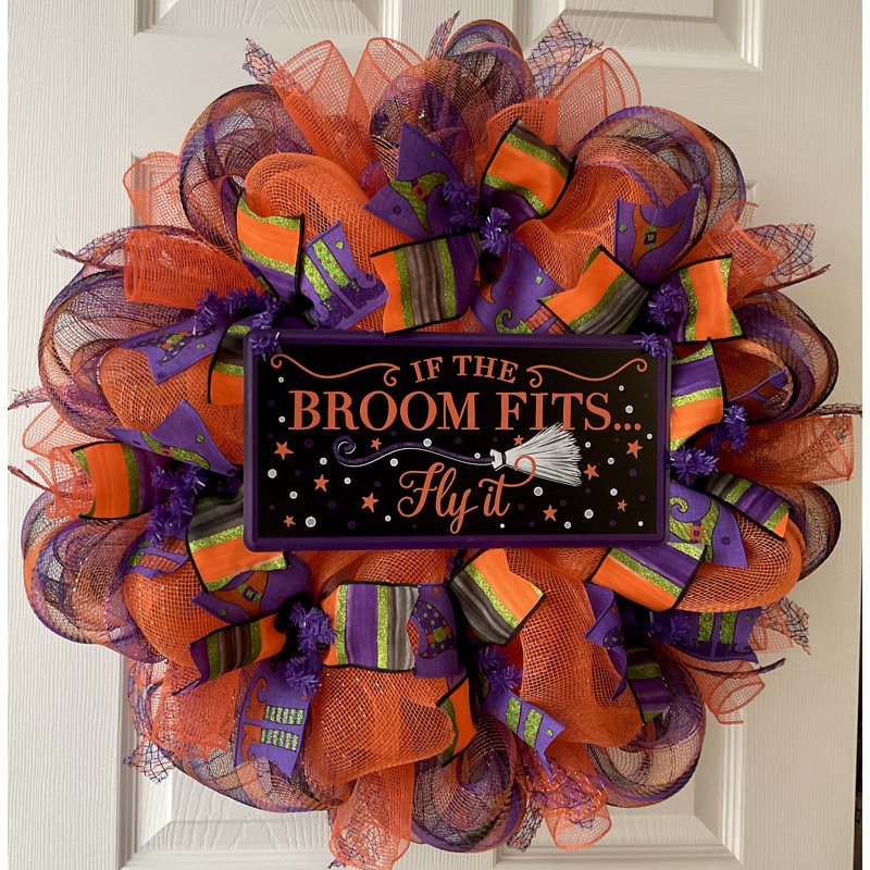 Couronne d'Halloween «If The Broom Fits Fly it»