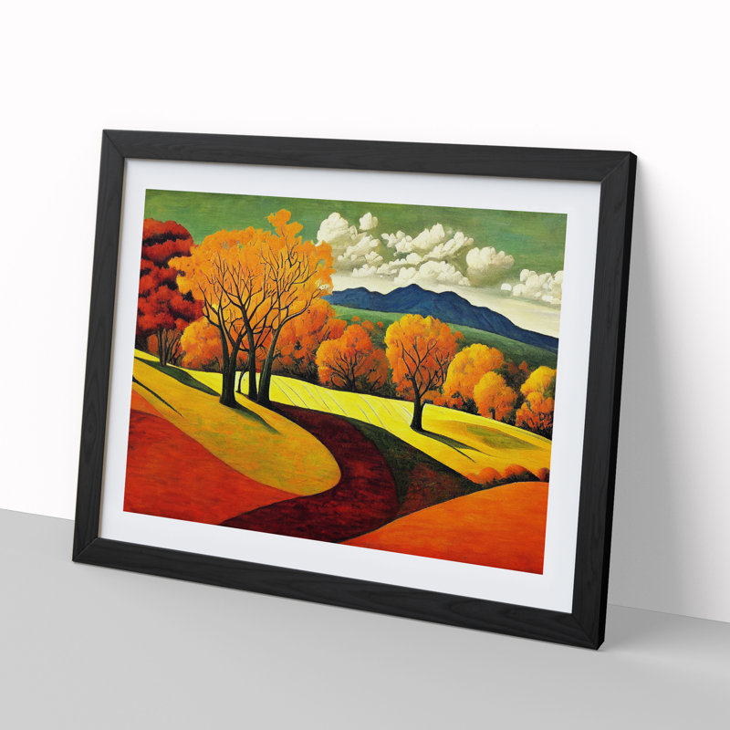 Breathtaking Autumn Forest - Single Picture Frame Print, 34cm H x 46cm W x 2cm D, Black Framed