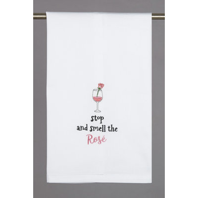 Stop and Smell the Rosy Cotton Embroidered Tea Towel