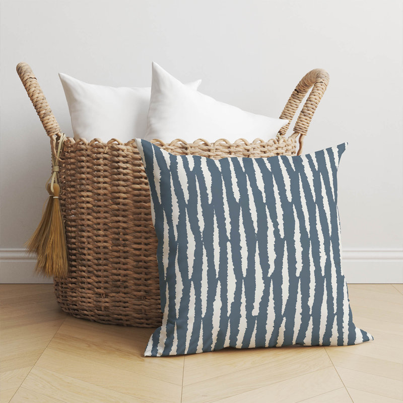 Coussin Scar, Rayures bleues, H 16 po x l 16 po