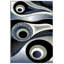 Tapis bleu marine / gris à motif abstrait Mccampbell-35992002