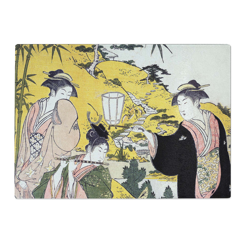Tempered Glass Yoshitsune Serenading Jorurihime by Torii Kiyonaga Chopping Board, 39 cm x 28.5 cm