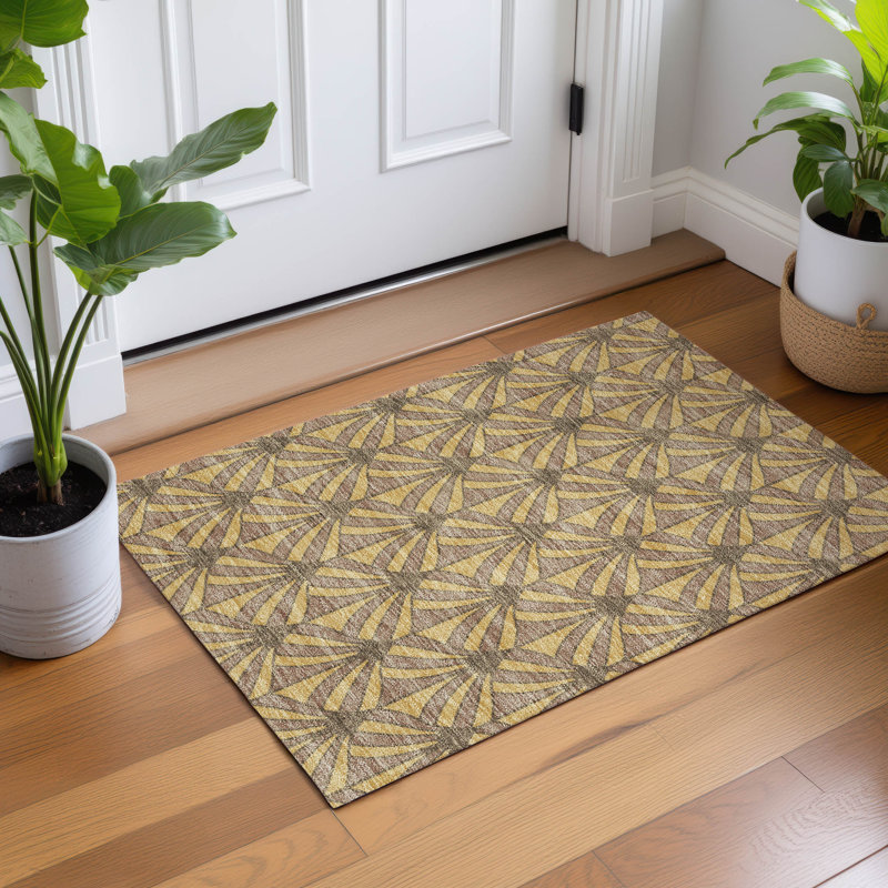 Machine Washable Indoor/Outdoor Lipman ACN2426 Mid-Century Modern Rug, Rectangle 1'8" x 2'6"