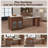 Expandable Kitchen Island With Dining Table, Marble-Grain Countertop, Power Outlet, Mobile Storage Cart, And Walnut Finish