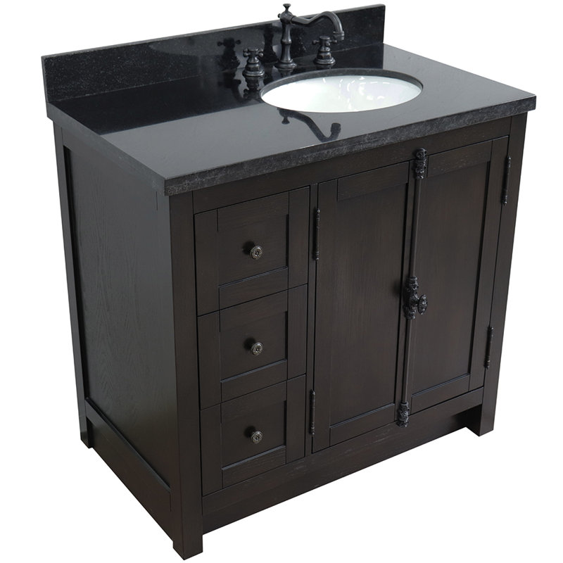 Ensemble de meuble-lavabo simple 37 po Seshadri, Noir galaxie, Brun cendré