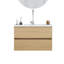 Meuble-lavabo mural moderne de 32 pouces avec lavabo en céramique, conception en bois massif, idéal pour les petits espaces