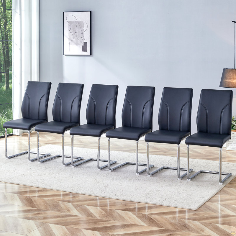 Ensemble de 6 chaises de salle à manger, ensemble de chaises de salle à manger, siège à haut dossier en matériau Pu et fauteuil à pieds robustes