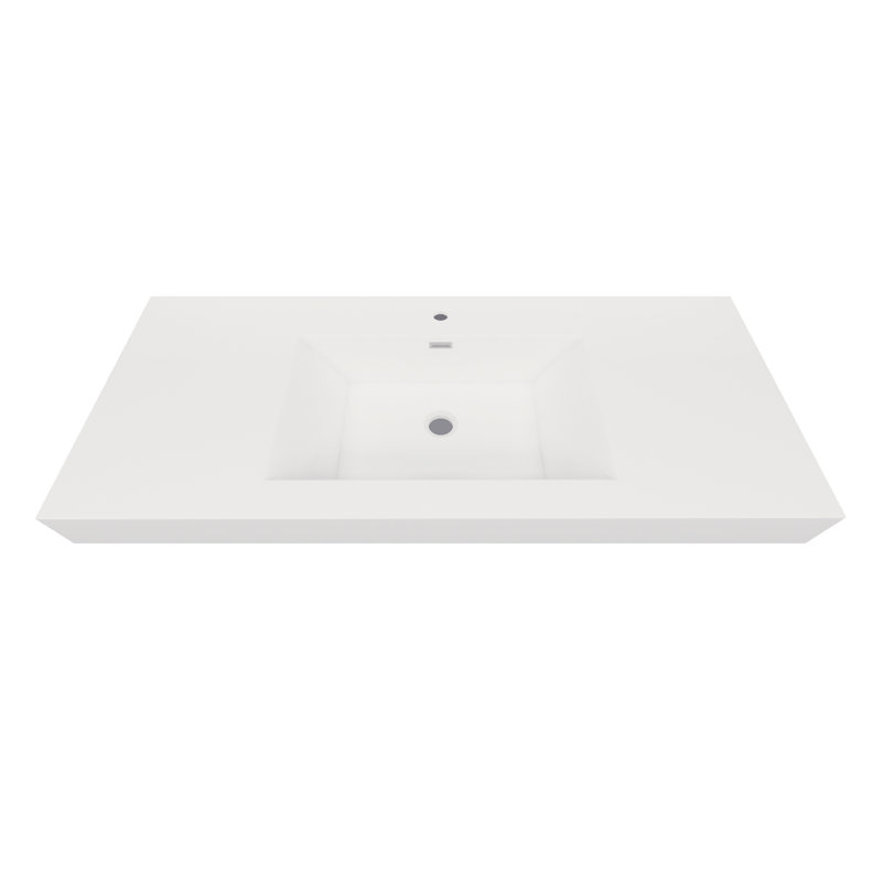 Lavabo de salle de bain vasque rectangulaire blanc avec trop-plein