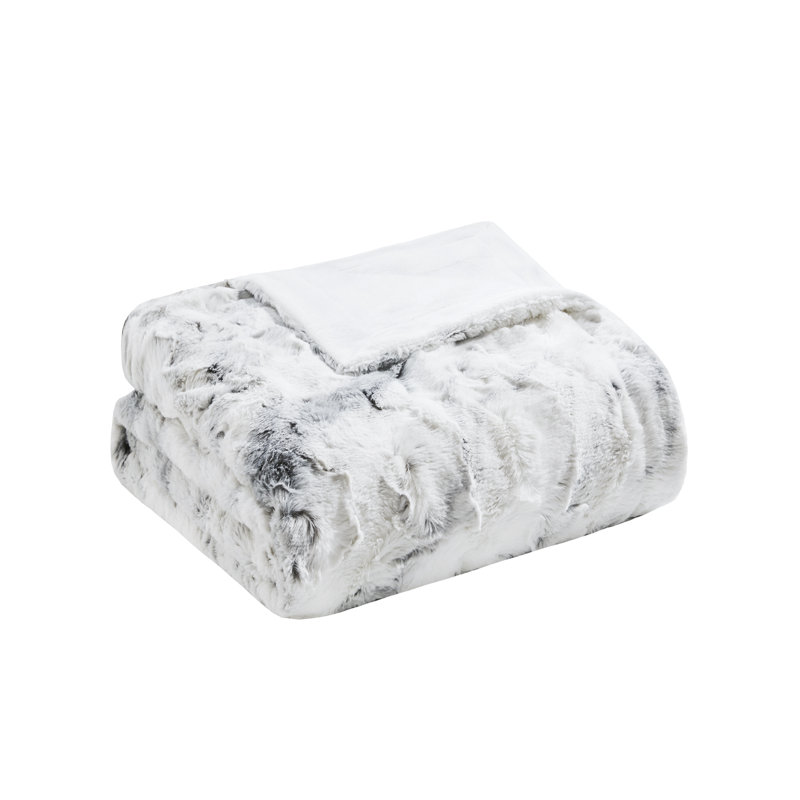 Oversized Grey Faux Fur Reversible Winter Throw