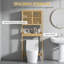 Armoire de rangement en bambou au-dessus de la toilette, organisateur de salle de bain au-dessus de la toilette avec portes à lattes, tablette réglable et tablette ouverte, naturel
