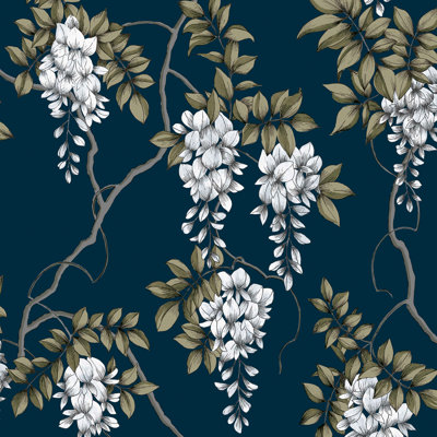 Superfresco Easy Navy Wisteria Floral Wallpaper