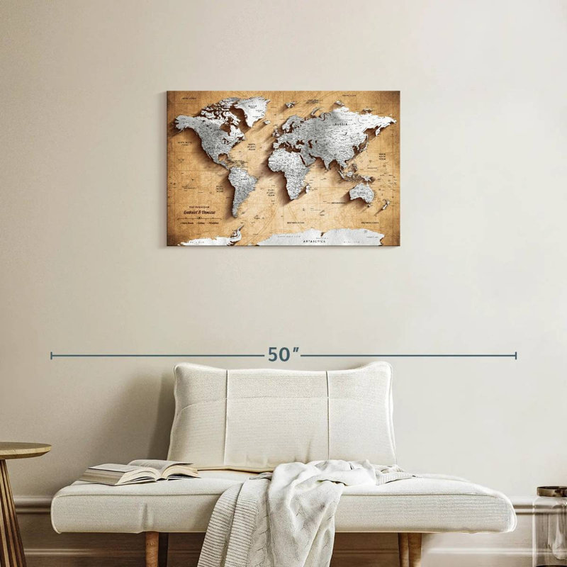 Carte du monde personnalisée punaise II, H 20 po x l 30 po, Oui