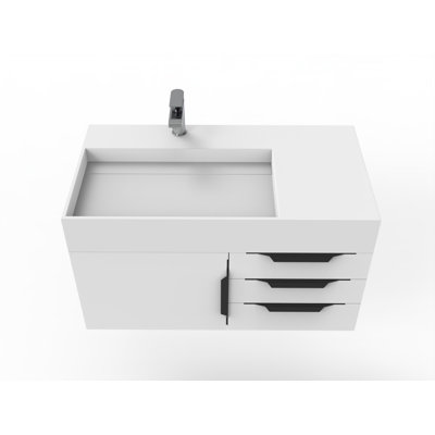 Ensemble de meuble-lavabo mural simple 36 po Bassi