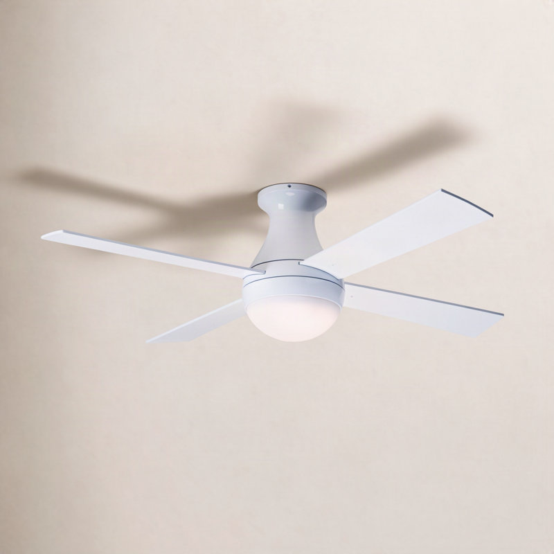 Ball 42'' Ceiling Fan with LED Lights, White, Fan Speed and Light Control (3-wire), Gloss White