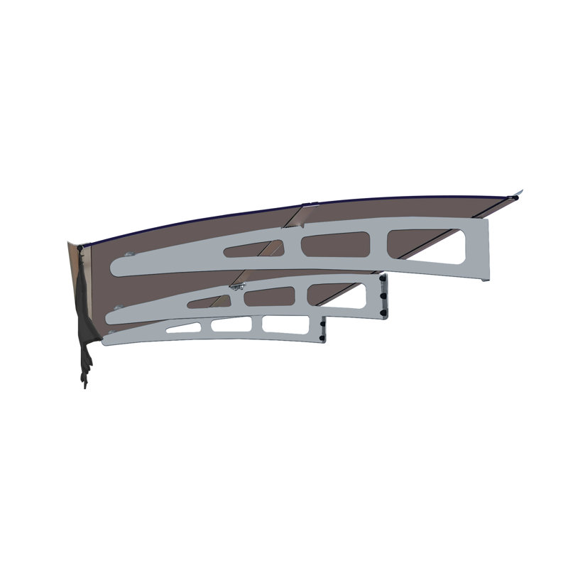 Auvent d'entrée de porte 79 po x 34 po avec supports en alliage d'aluminium et polycarbonate capacité de charge de neige en béton brun 0,137 po