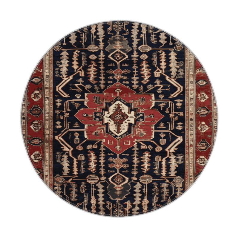 Tapis d'intérieur et d'extérieur brun Persian, Rond 5 pi