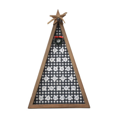 Freestanding Tree Shaped Christmas Advent Calendar With Wreath Magnet